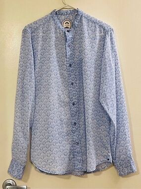 GANESH NWOT Long Sleeve Collarless Button Down Shirt